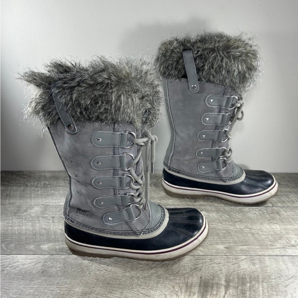 Sorel NL2429 Joan of Arctic Women’s Waterproof Gray Leather Winter Boots Size 8